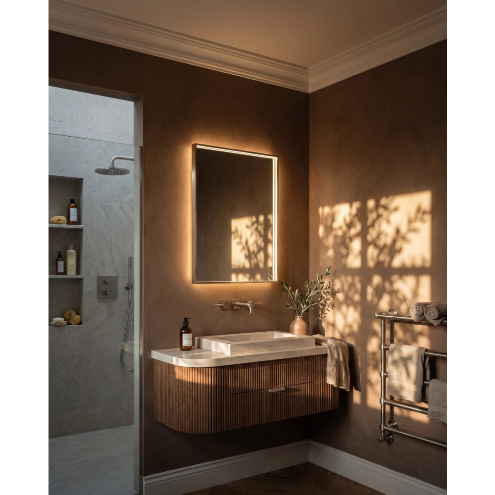 Kingsley Rectangular Mirror 60x80cm in Brushed Nickel - Origins Living