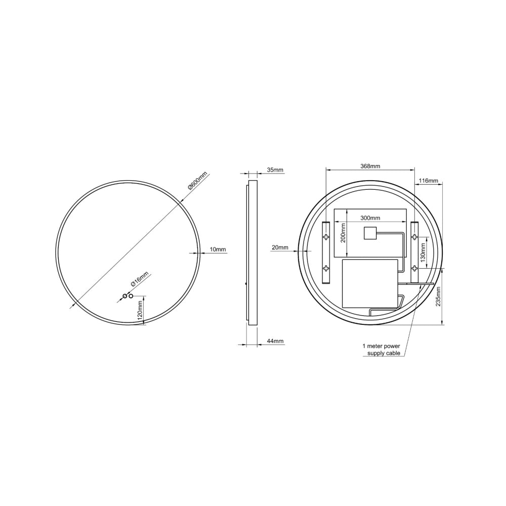 Kingsley Round Mirror 60cm in Black - Origins Living, view 12