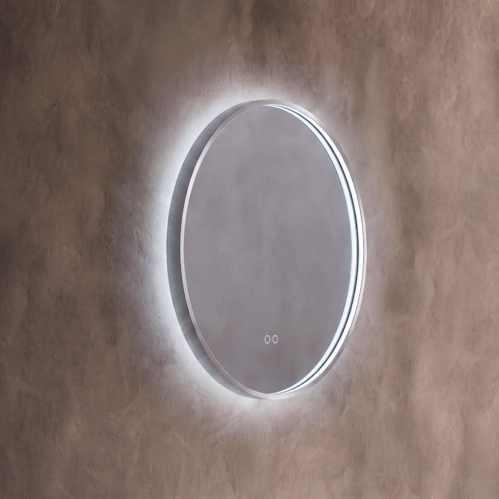 Kingsley Round Mirror 60cm in Brushed Nickel - Origins Living, view 8