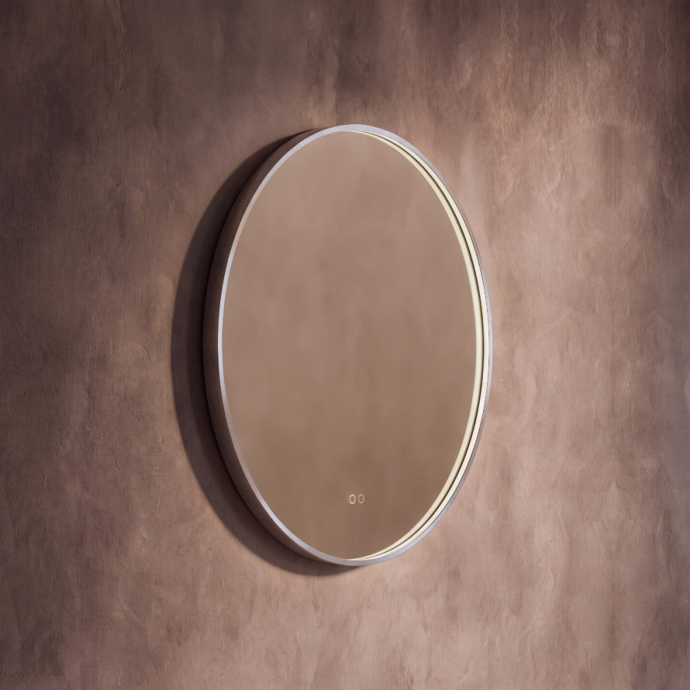 Kingsley Round Mirror 80cm in Brushed Nickel - Origins Living, view 5