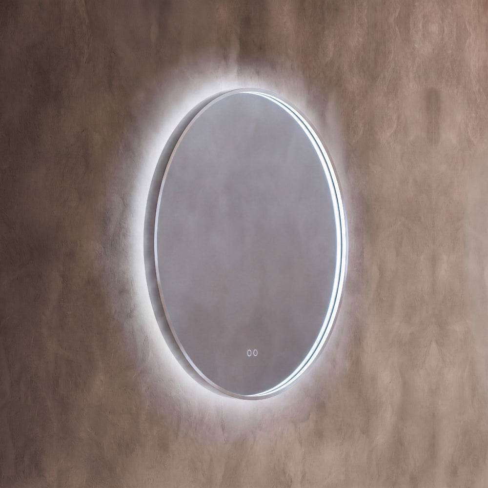 Kingsley Round Mirror 80cm in Brushed Nickel - Origins Living, view 8