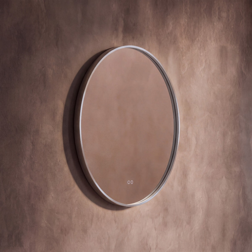 Kingsley Round Mirror 80cm in Brushed Nickel - Origins Living, view 9