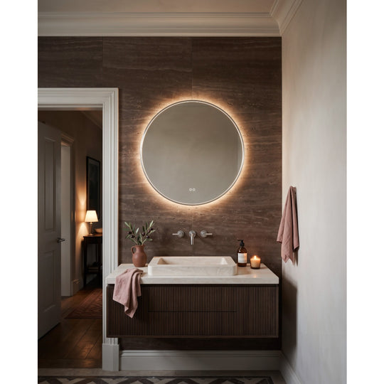 Kingsley Round Mirror 80cm in Brushed Nickel - Origins Living
