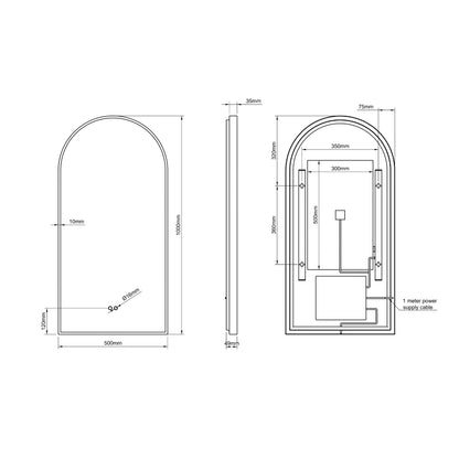 Kingsley Arch Mirror 50x100cm in Black - Origins Living, view 12