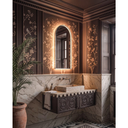 Kingsley Arch Mirror 50x100cm in Brushed Nickel - Origins Living