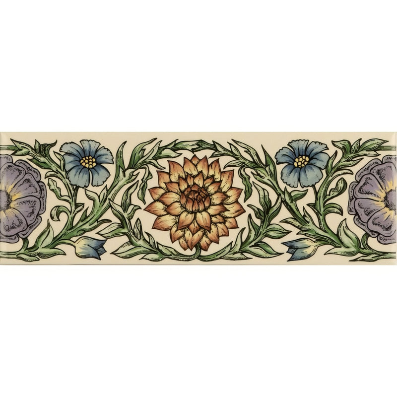 Knot Garden Blue & Yellow Classical Decorative Border on County White