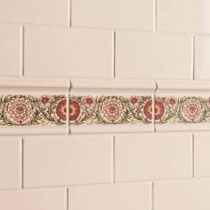 Knot Garden, Pink Classical Decorative Border, on County White