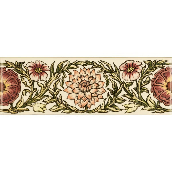 Garden, Pink Classical Decorative Border, on County White