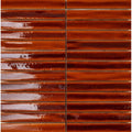 Rich amber glass mosaic tile koeda honey crackle with glossy reflective surface and subtle horizontal striations