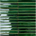 Vibrant emerald green glossy ceramic koeda jungle crackle tiles arranged in a horizontal grid pattern
