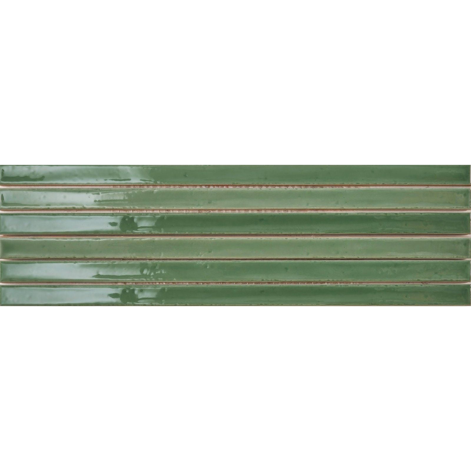 Green ceramic koeda xl apple tiles with glossy finish and subtle horizontal ridges for wall decoration