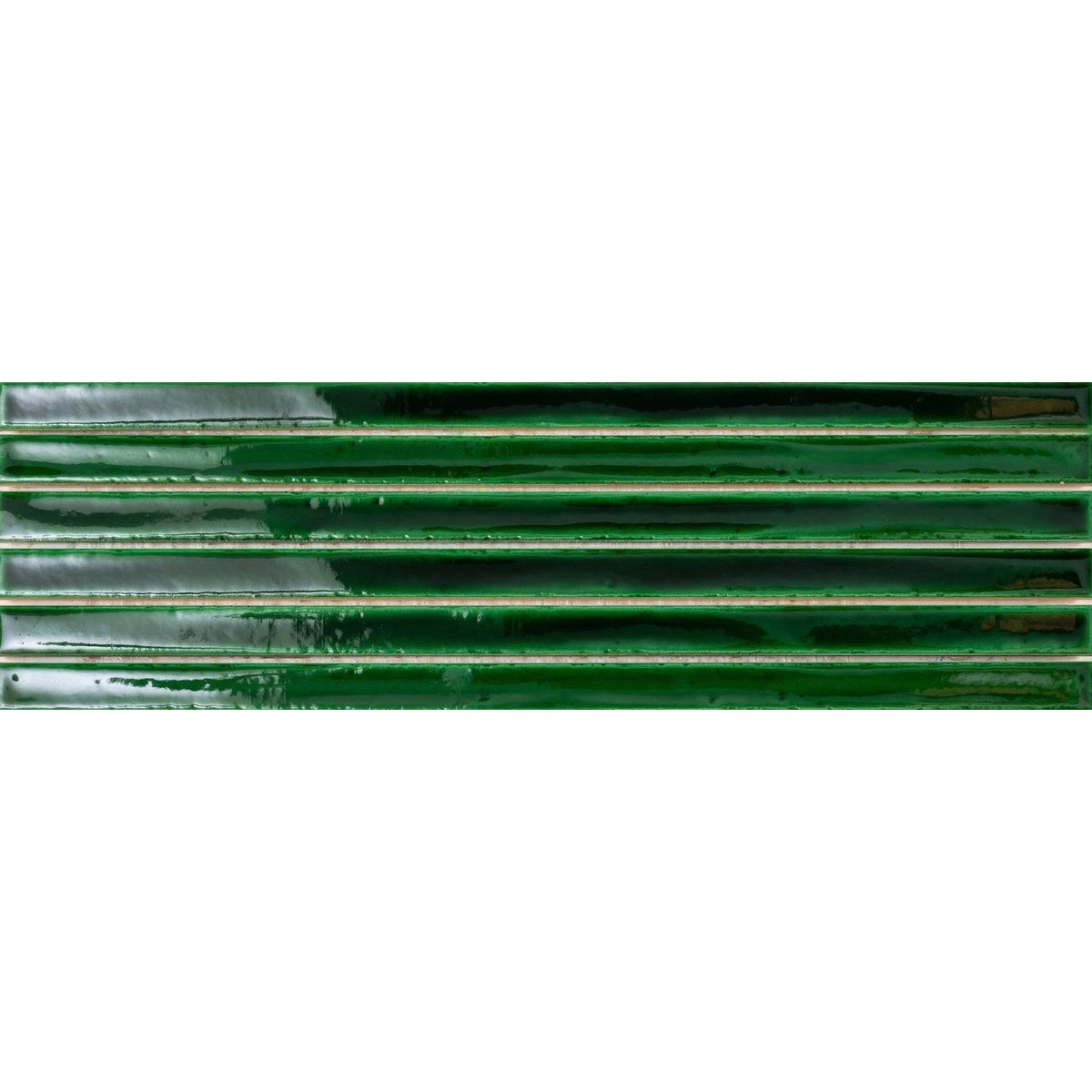 
Koeda XL jungle crackle green ceramic tile with glossy finish and subtle horizontal ridges for wall use