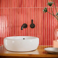 Koeda XL Wilde Coralito coral ceramic mosaic with a white vessel sink