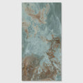 Komodo porcelain paving textured green rectangular tile with teal brown and white marbled pattern