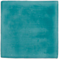A square matte-finished turquoise ceramic lagoon field tile with subtle surface variations and minor imperfections