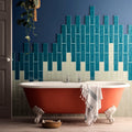 Lagoon Large Brick Tile in a bathroom setting (2)