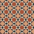 Terracotta and cream diamond-patterned mosaic tile floor in lambeth black brown buff red and white colors