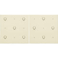 Cream-colored square placemats with black laurel wreath and dot patterns from the laudatory wreath tile set
