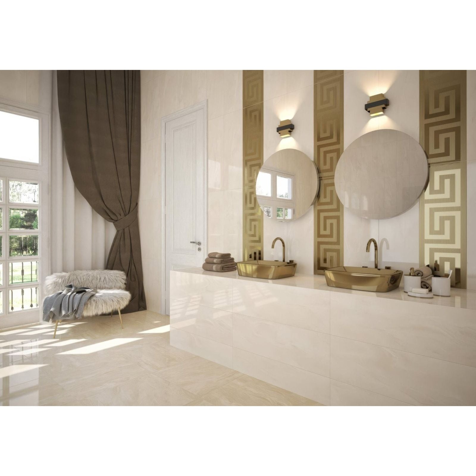 Lavabo Wonder Gold modern vessel sinks with sleek metallic gold finish on white countertop for stylish bathroom use