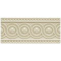 Cream-colored ceramic tile lavenham baroque with an elegant repeating pattern of interlocking circles and bead borders