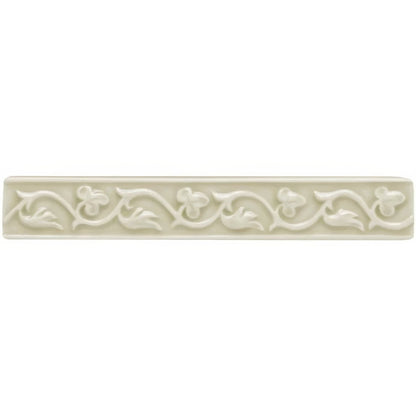 Cream-colored ceramic tile Lavenham Beaulieu with embossed floral vine pattern for decorative wall use