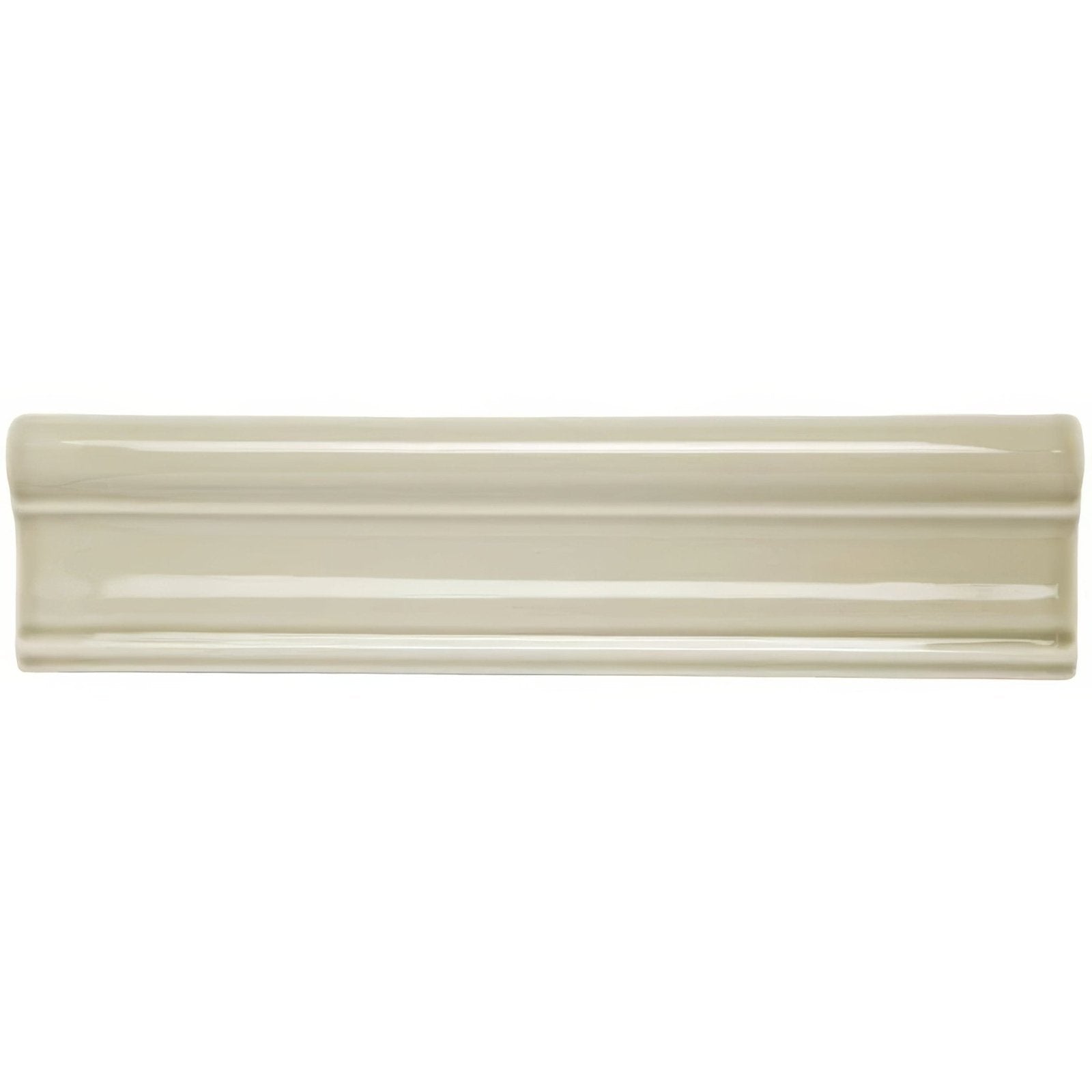 Lavenham Clarence cream-colored glossy ceramic tile with classic rectangular profile and subtle raised ridges