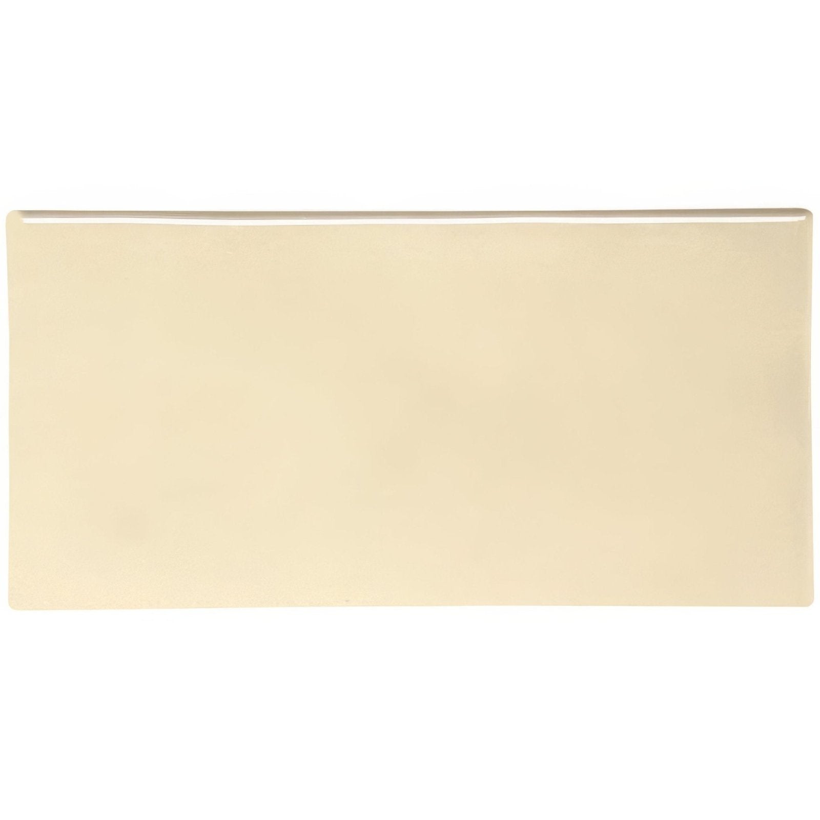Cream-colored rectangular ceramic Lavenham half tile with a smooth glossy finish for wall and floor use