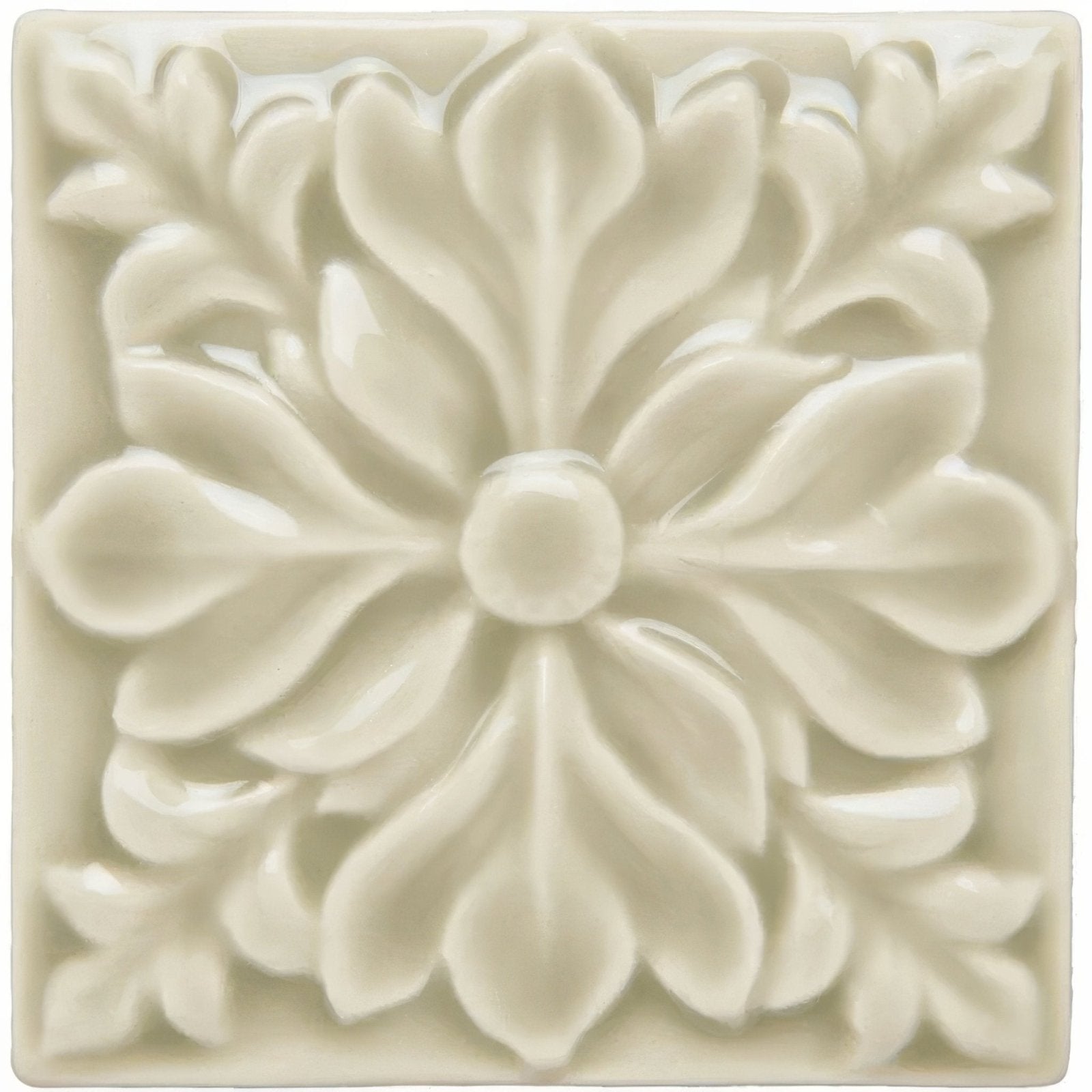 Cream-colored ceramic tile lavenham hampstead with embossed floral design for decorative wall or floor use
