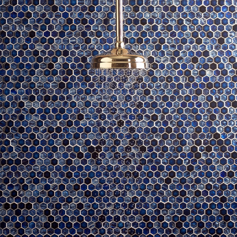 Lazuli Glass and Ceramic Hexagon Mosaic