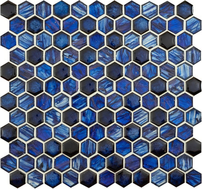 Lazuli Glass and Ceramic Hexagon Mosaic