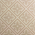 Leigh taupe on chalk ceramic tile with beige and cream geometric diamond pattern featuring stylized four petal motifs