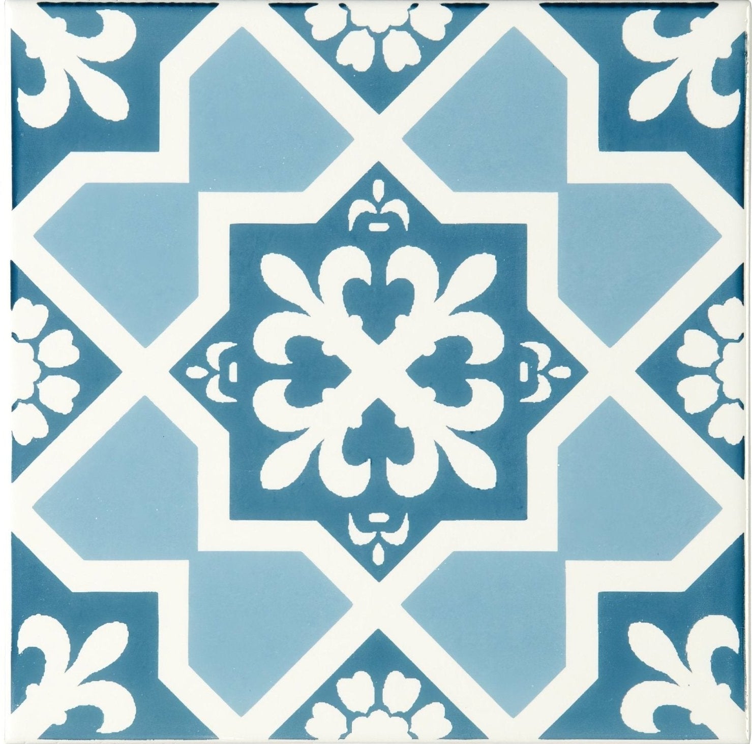 Liberté Blue on Brilliant White 152 x 152mm Wall Tiles