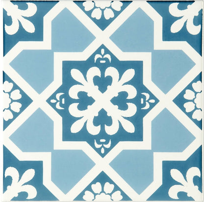 Liberté Blue on Brilliant White 152 x 152mm Wall Tiles
