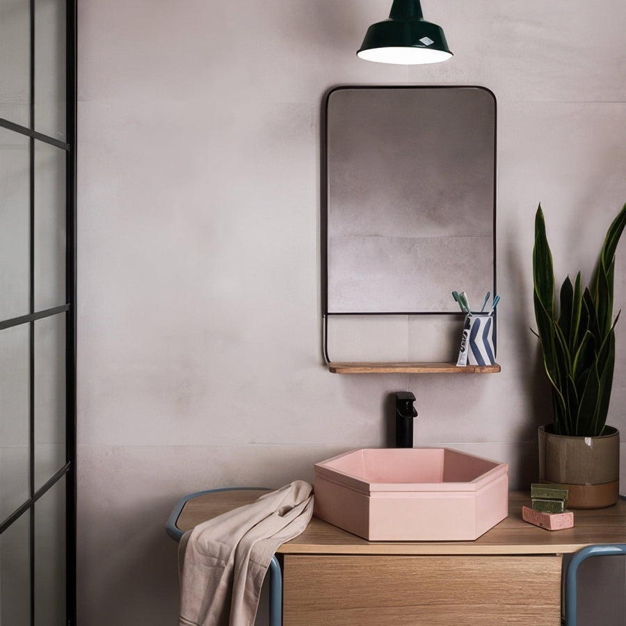 Pink hexagonal porcelain ceramic sink lin porcelain 59.2 x 59.2cm ideal for bathroom use