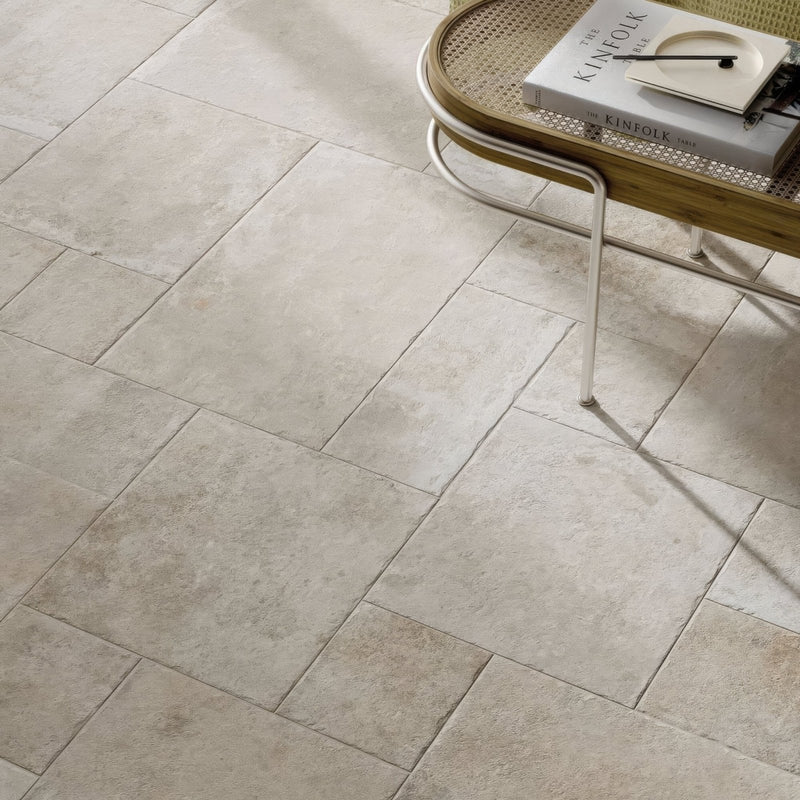 Beige stone-effect lincoln ivory opus floor tiles with subtle textured finish for elegant interior flooring