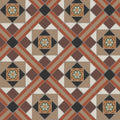Terracotta and black diamond patterned floor tile with ornate cream green and gold floral medallions lindisfarne black brown red regency bath with livingstone green on buff
