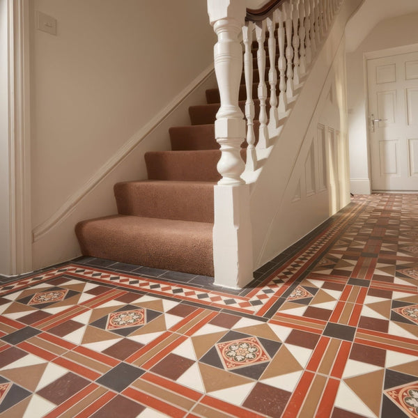 Black, Brown, Red, Regency Bath & White with Livingstone Green on Buff