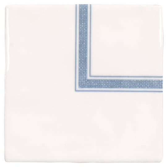 Linen Corner Blue on Cotton