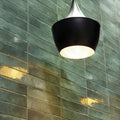 Black and silver pendant light with sleek modern design from Lisbon Green Jade Shine collection
