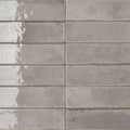 Lisbon grey shine gray rectangular ceramic tiles with subtle glossy finish and faint speckled texture