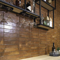 Brown metallic brick-style glossy wall tiles for interior decoration lisbon terracotta shine