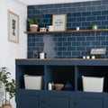 Navy blue gloss subway tile backsplash liso marino gloss 100x200 suitable for kitchen walls and bathrooms