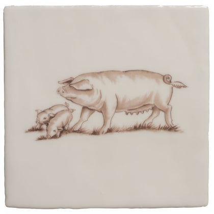 Litter of Pigs Sepia on Cotton