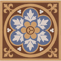 Livingstone blue ceramic tile with brown and blue floral pattern and cream-colored accents for decorative use