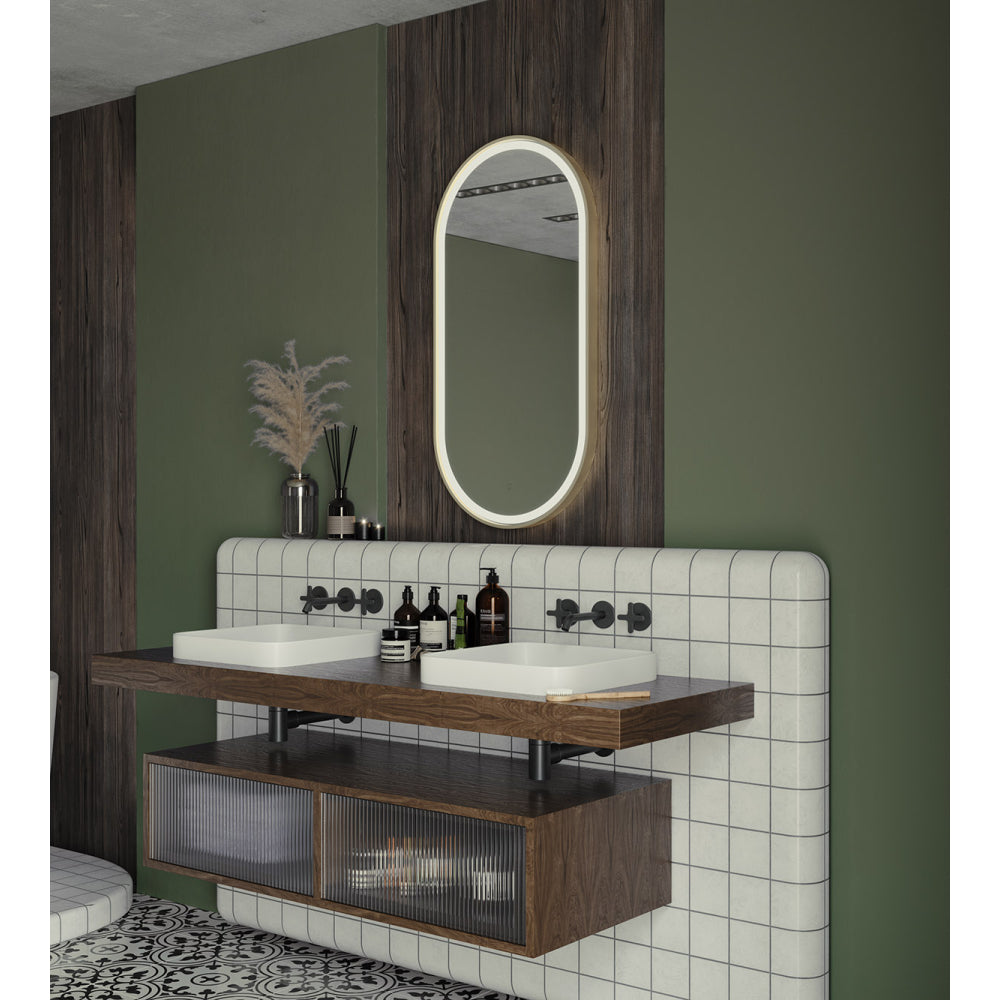 Lomax Light Capsule Mirror 50x100cm in Brushed Brass - Origins Living, view 5