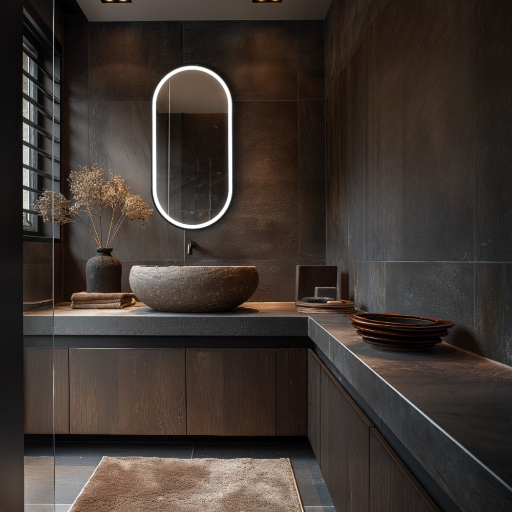Lomax Light Capsule Mirror 50x100cm in Black - Origins Living