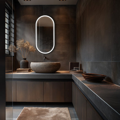 Lomax Light Capsule Mirror 50x100cm in Black - Origins Living