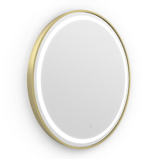 Lomax Light Round Mirror 70cm in Brushed Brass - Origins Living