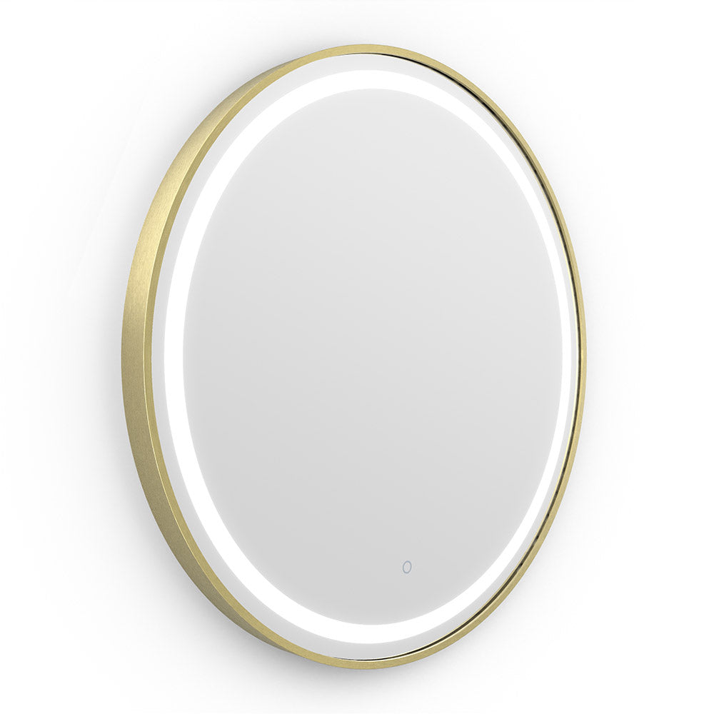 Lomax Light Round Mirror 70cm in Brushed Brass - Origins Living