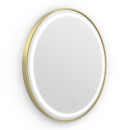 Lomax Light Round Mirror 70cm in Brushed Brass - Origins Living